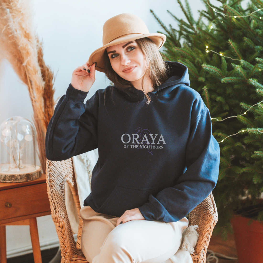 Oraya of the Night Born Embroidered Hoodie - The Bean Workshop - carissa broadbent, embroidered, hoodie, the serpent and the wings of night