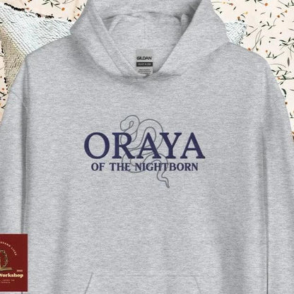 Oraya of the Night Born Embroidered Hoodie - The Bean Workshop - carissa broadbent, embroidered, hoodie, the serpent and the wings of night