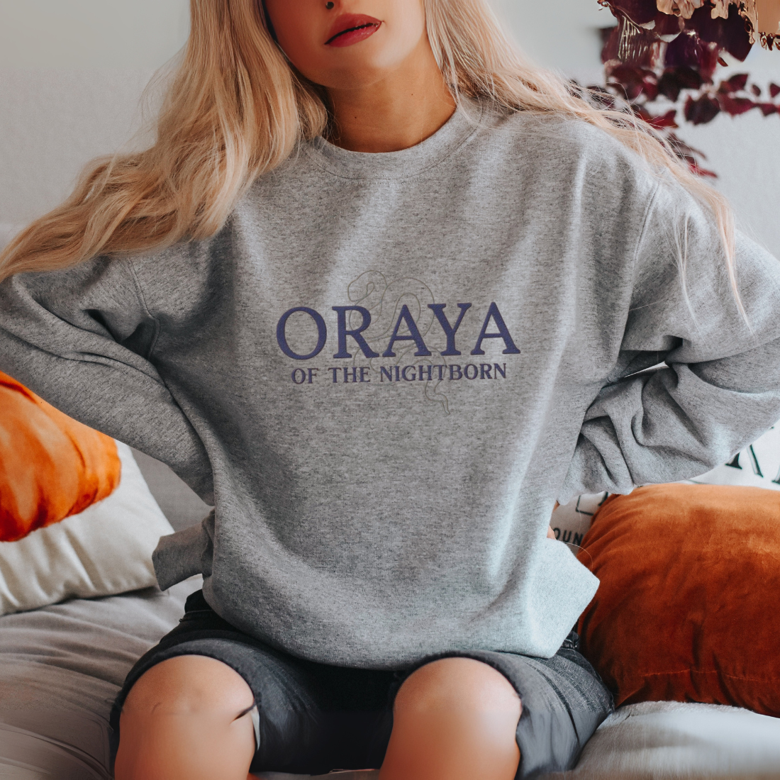 Oraya of the Night Born Embroidered Sweater - The Bean Workshop - carissa broadbent, embroidered, sweatshirt, the serpent and the wings of night