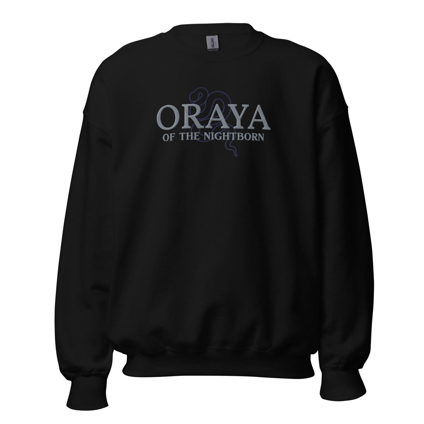 Oraya of the Night Born Embroidered Sweatshirt - The Bean Workshop - carissa broadbent, embroidered, sweatshirt, the serpent and the wings of night
