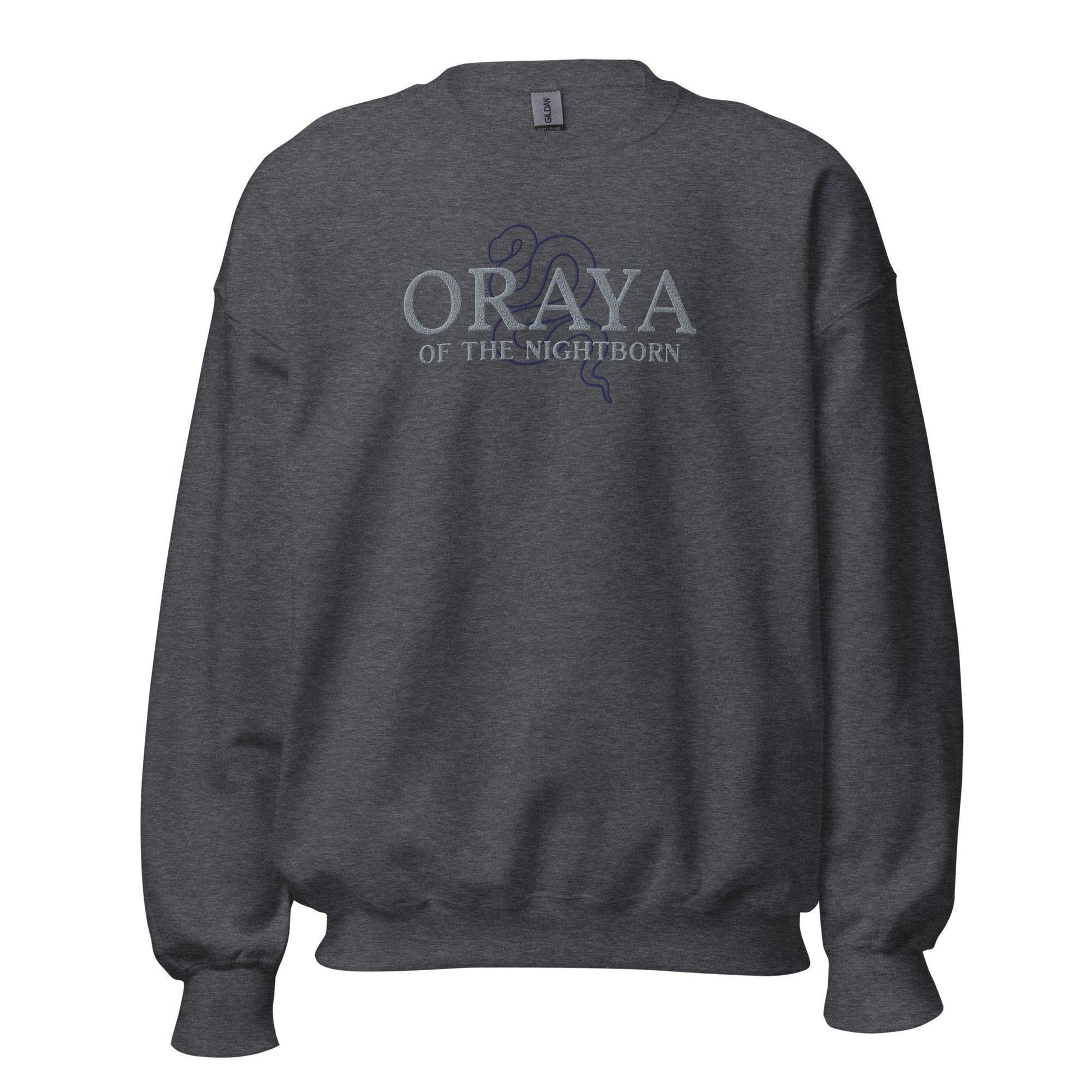 Oraya of the Night Born Embroidered Sweatshirt - The Bean Workshop - carissa broadbent, embroidered, sweatshirt, the serpent and the wings of night