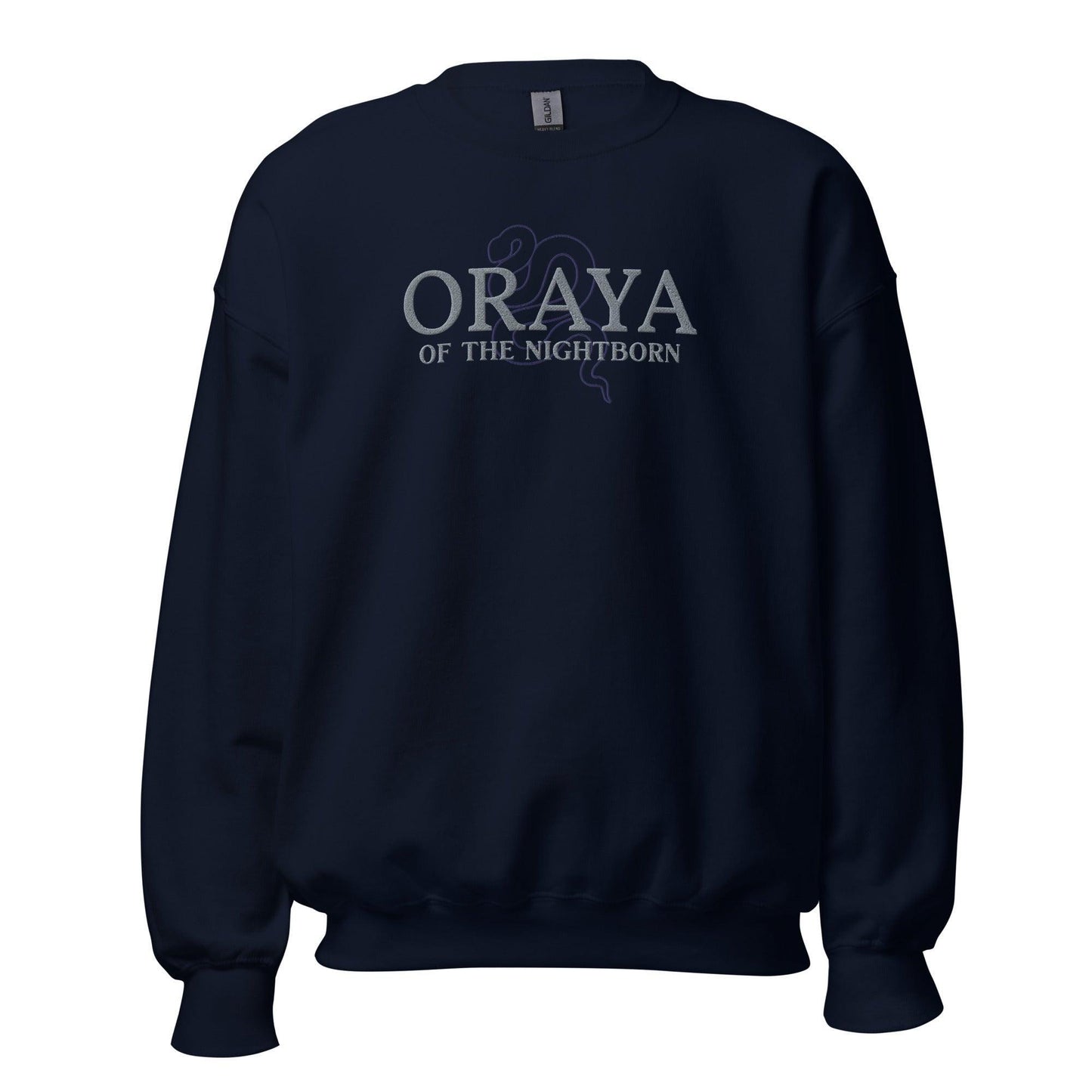 Oraya of the Night Born Embroidered Sweatshirt - The Bean Workshop - carissa broadbent, embroidered, sweatshirt, the serpent and the wings of night