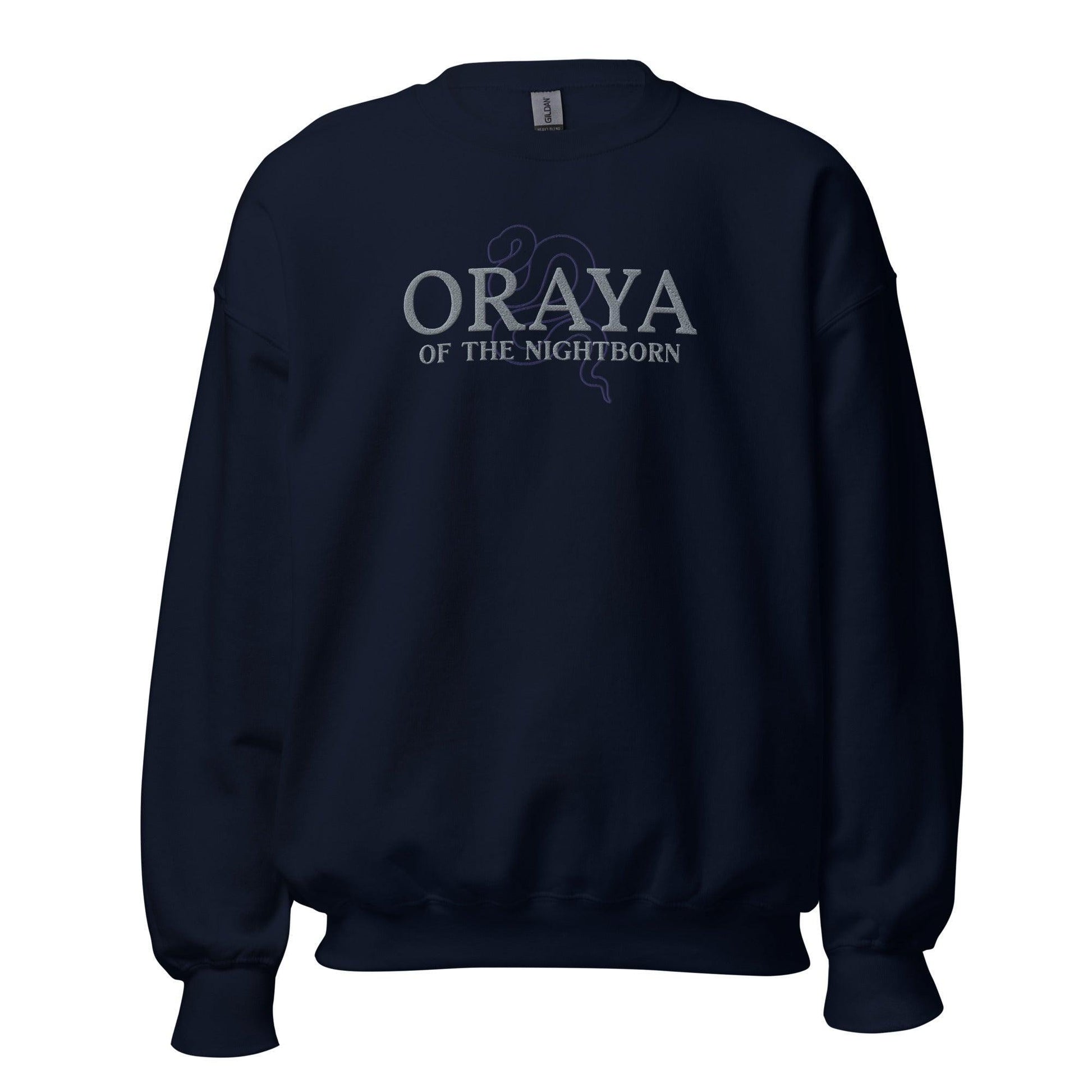 Oraya of the Night Born Embroidered Sweatshirt - The Bean Workshop - carissa broadbent, embroidered, sweatshirt, the serpent and the wings of night