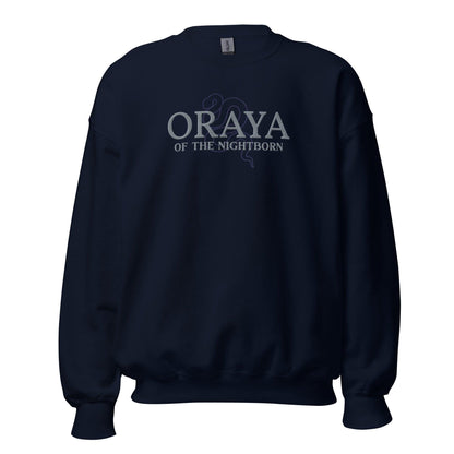Oraya of the Night Born Embroidered Sweatshirt - The Bean Workshop - carissa broadbent, embroidered, sweatshirt, the serpent and the wings of night