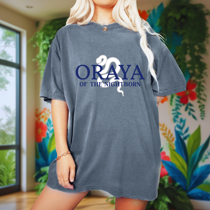 Oraya of the Night Born T-shirt - The Bean Workshop - Bookish Fashion, Carissa Broadbent, Fandom Merch, little serpent, Oraya, Oraya of the Night Born, t-shirt, tee