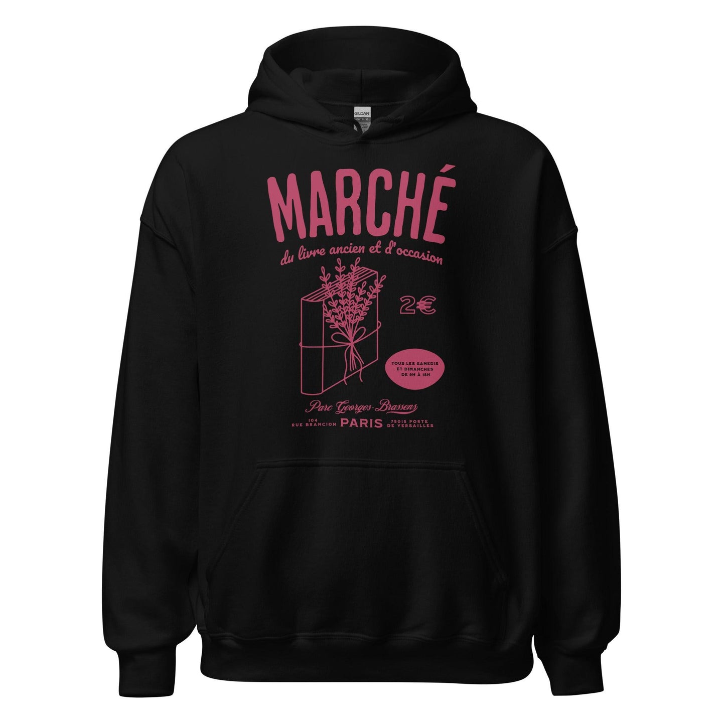 Parc Georges Brassens Paris French Old Book Market Hoodie - The Bean Workshop - book lover gift, bookaholic apparel, French book market, hoodie, Parc Georges Brassens, Paris souvenir, read everyday, Short n' Sweet Collection, vintage book design