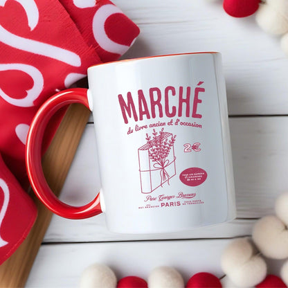 Parc Georges Brassens Paris French Old Book Market Mug - The Bean Workshop - book lover gift, bookaholic gift, ceramic mug, coffee mug, French book market, mug, Parc Georges Brassens, Paris souvenir, read everyday, Short n' Sweet Collection, vintage book design