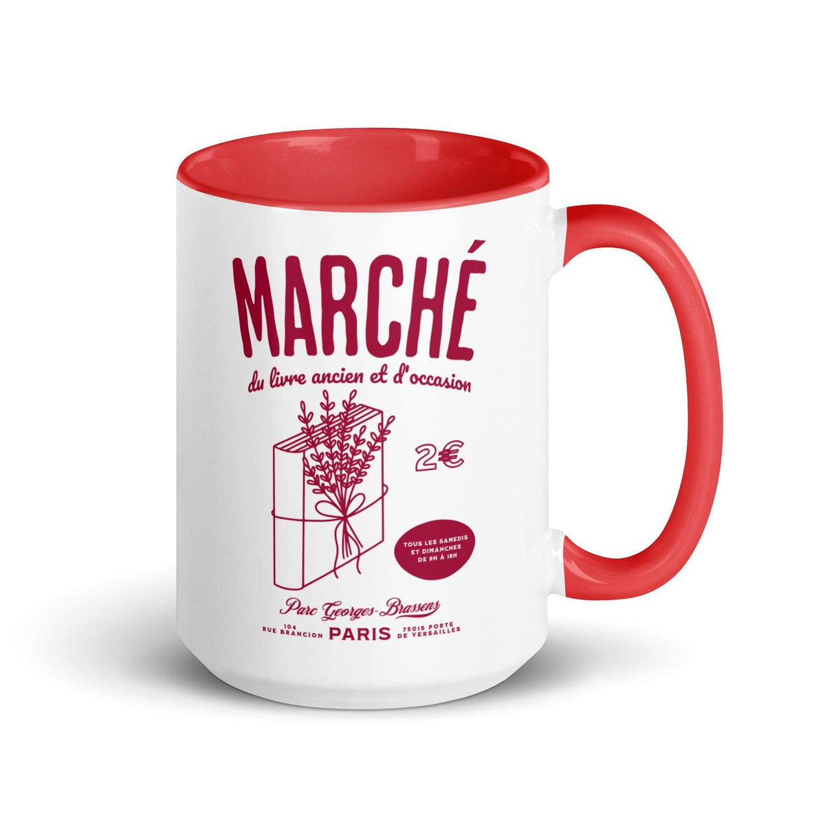 Parc Georges Brassens Paris French Old Book Market Mug - The Bean Workshop - book lover gift, bookaholic gift, ceramic mug, coffee mug, French book market, mug, Parc Georges Brassens, Paris souvenir, read everyday, Short n' Sweet Collection, vintage book design
