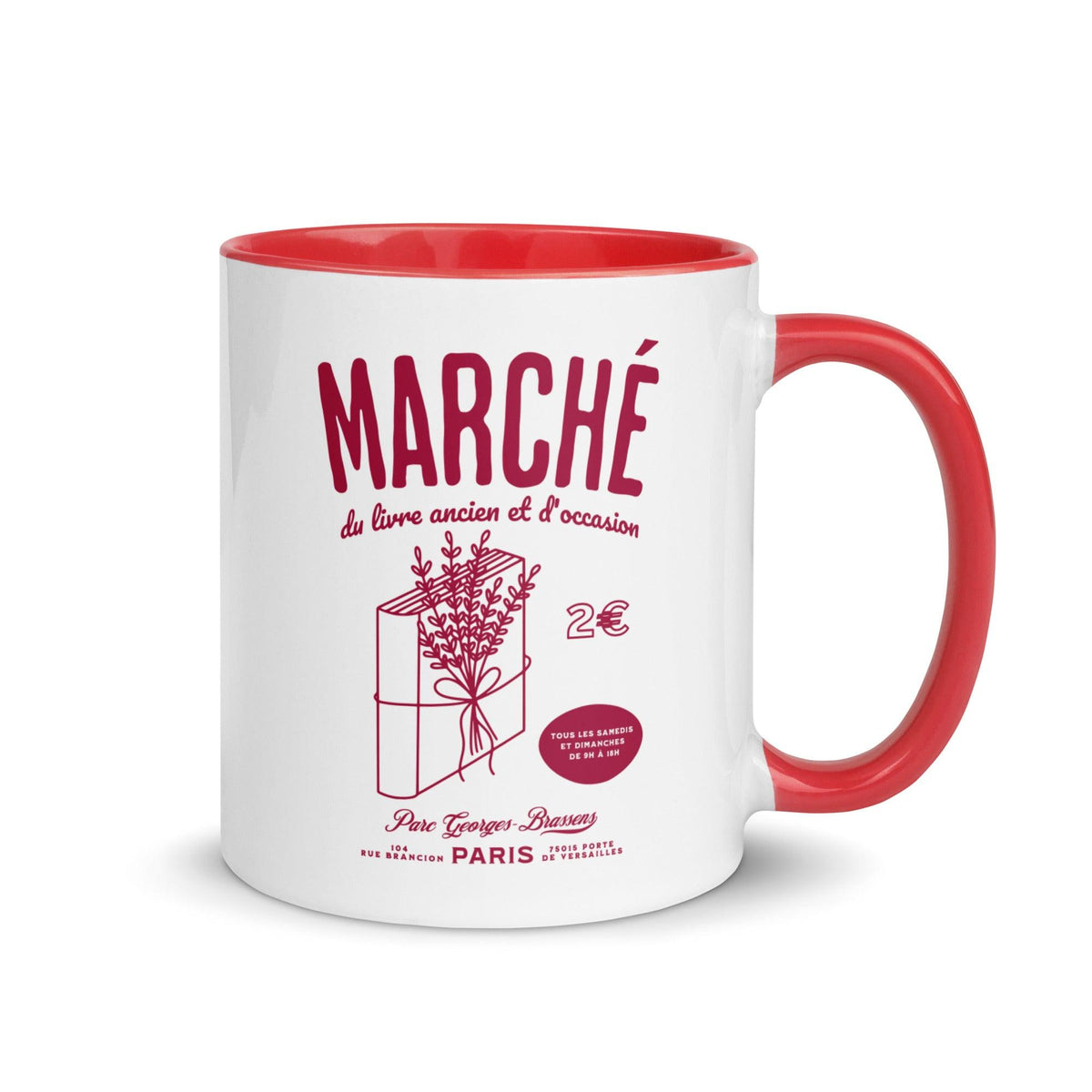 Parc Georges Brassens Paris French Old Book Market Mug - The Bean Workshop - book lover gift, bookaholic gift, ceramic mug, coffee mug, French book market, mug, Parc Georges Brassens, Paris souvenir, read everyday, Short n' Sweet Collection, vintage book design
