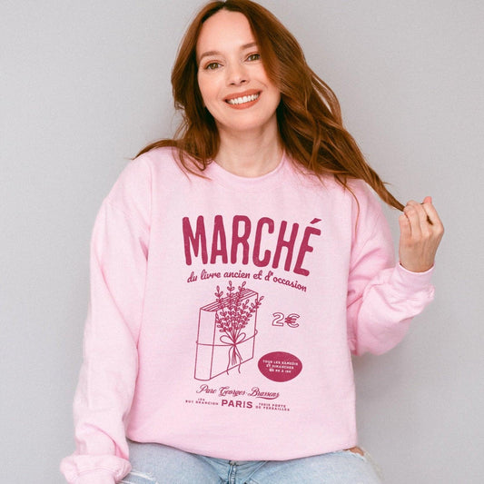 Parc Georges Brassens Paris French Old Book Market Sweatshirt - The Bean Workshop - book lover gift, bookaholic apparel, French book market, Parc Georges Brassens, Paris souvenir, read everyday, Short n' Sweet Collection, sweater, sweatshirt, vintage book design
