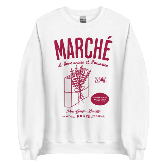 Parc Georges Brassens Paris French Old Book Market Sweatshirt - The Bean Workshop - book lover gift, bookaholic apparel, French book market, Parc Georges Brassens, Paris souvenir, read everyday, Short n' Sweet Collection, sweater, sweatshirt, vintage book design