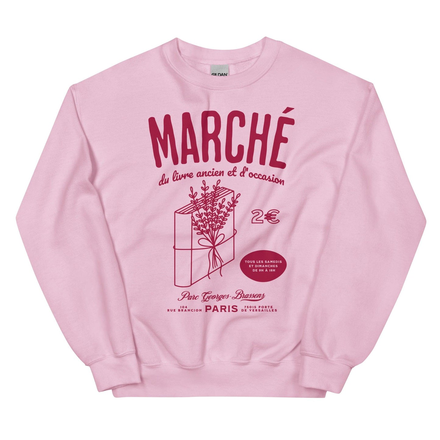 Parc Georges Brassens Paris French Old Book Market Sweatshirt - The Bean Workshop - book lover gift, bookaholic apparel, French book market, Parc Georges Brassens, Paris souvenir, read everyday, Short n' Sweet Collection, sweater, sweatshirt, vintage book design