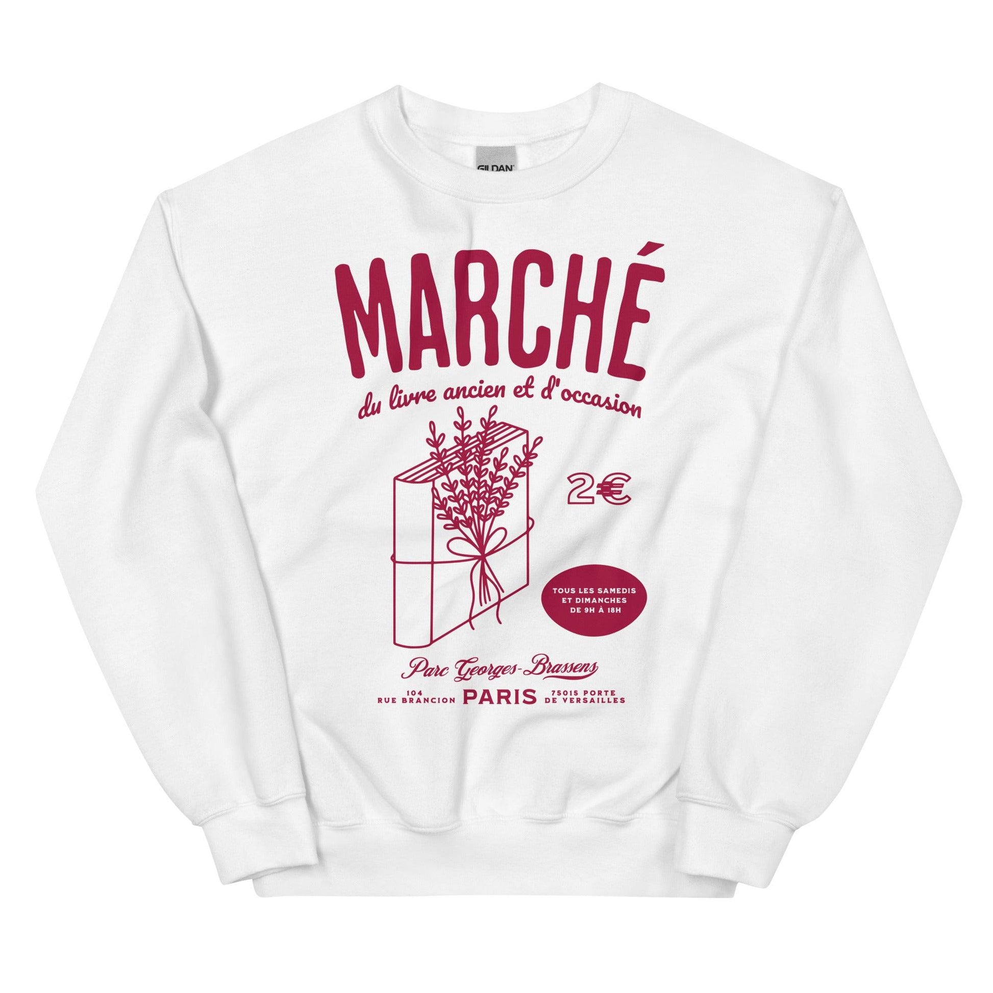 Parc Georges Brassens Paris French Old Book Market Sweatshirt - The Bean Workshop - book lover gift, bookaholic apparel, French book market, Parc Georges Brassens, Paris souvenir, read everyday, Short n' Sweet Collection, sweater, sweatshirt, vintage book design