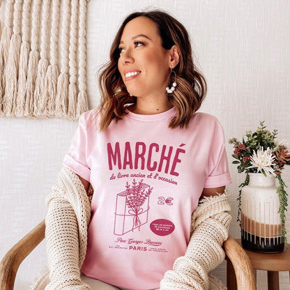 Parc Georges Brassens Paris French Old Book Market T-shirt - The Bean Workshop - book lover gift, bookaholic apparel, French book market, Parc Georges Brassens, Paris souvenir, read everyday, Short n' Sweet Collection, t-shirt, tee, vintage book design