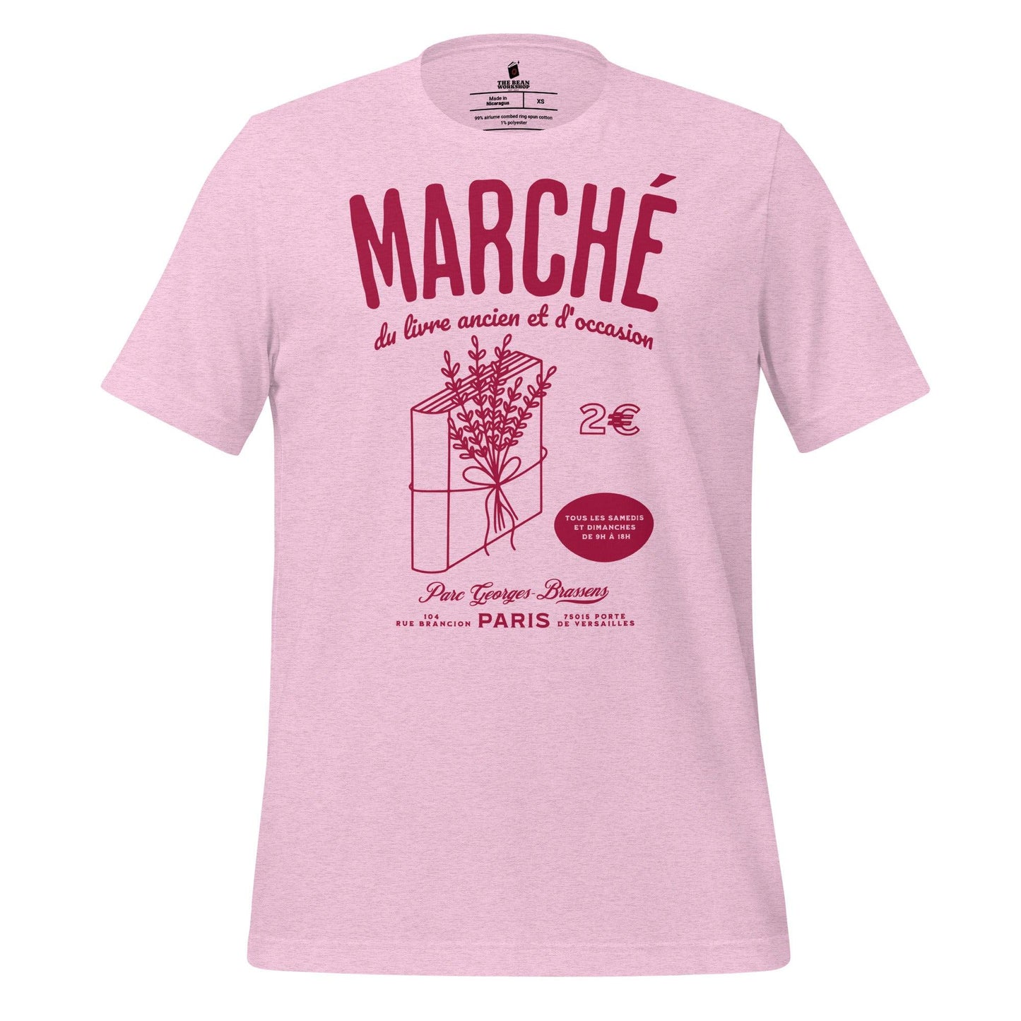 Parc Georges Brassens Paris French Old Book Market T-shirt - The Bean Workshop - book lover gift, bookaholic apparel, French book market, Parc Georges Brassens, Paris souvenir, read everyday, Short n' Sweet Collection, t-shirt, tee, vintage book design