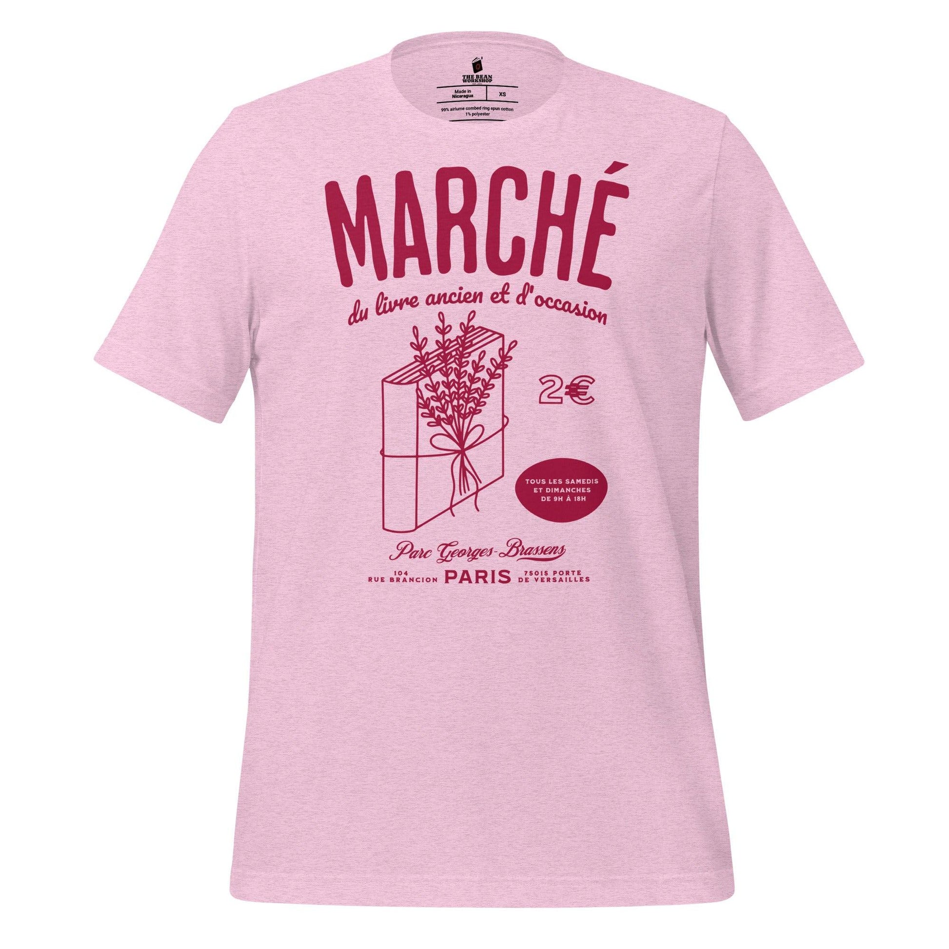 Parc Georges Brassens Paris French Old Book Market T-shirt - The Bean Workshop - book lover gift, bookaholic apparel, French book market, Parc Georges Brassens, Paris souvenir, read everyday, Short n' Sweet Collection, t-shirt, tee, vintage book design