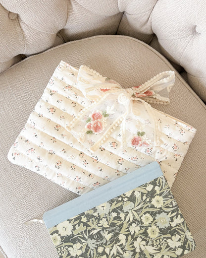 Pink Floral Book Sleeve with Lace Ribbon | Bible, Hardcover & Laptop Sleeve - The Bean Workshop - Bible sleeve, book girlie, book sleeve, bookish, church bag, coquette, floral book sleeve, gift for book lovers, gift for women, pink book sleeve, reading accessories, study Bible cover