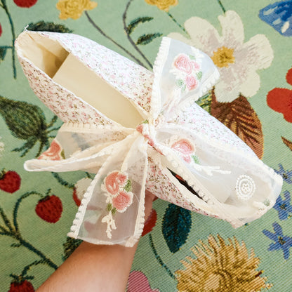 Pink Flower Large Book Sleeve with Lace Ribbon - The Bean Workshop - book sleeve, reading accessories