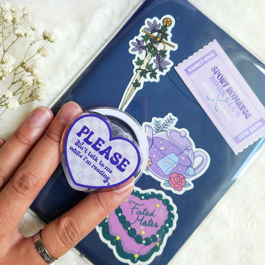 Please Don't Talk To Me While I'm Reading Magnetic Kindle Grip or Phone Holder - The Bean Workshop - Bookish Accessories, kindle grip, reading accessories