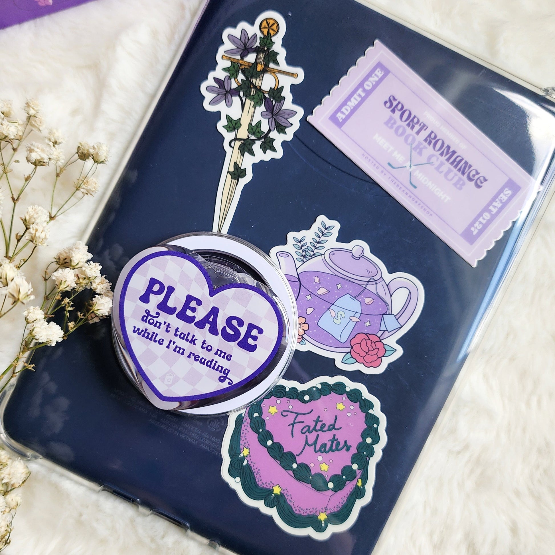 Please Don't Talk To Me While I'm Reading Magnetic Kindle Grip or Phone Holder - The Bean Workshop - Bookish Accessories, kindle grip, reading accessories