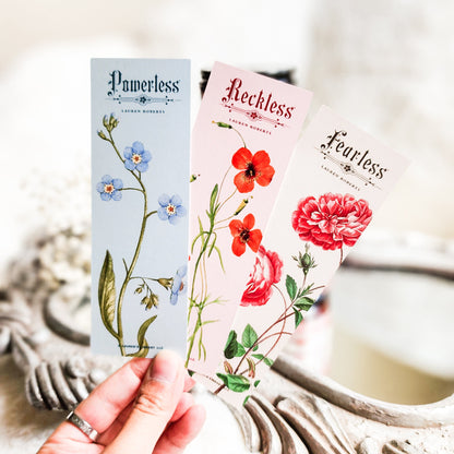 Powerless by Lauren Roberts Bookmarks Set of 3 - The Bean Workshop - bookmark, kai azer, lauren roberts, paedyn gray, powerless