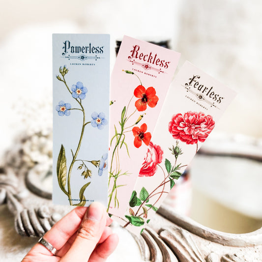 Powerless by Lauren Roberts Bookmarks Set of 3 - The Bean Workshop - bookmark, kai azer, lauren roberts, paedyn gray, powerless