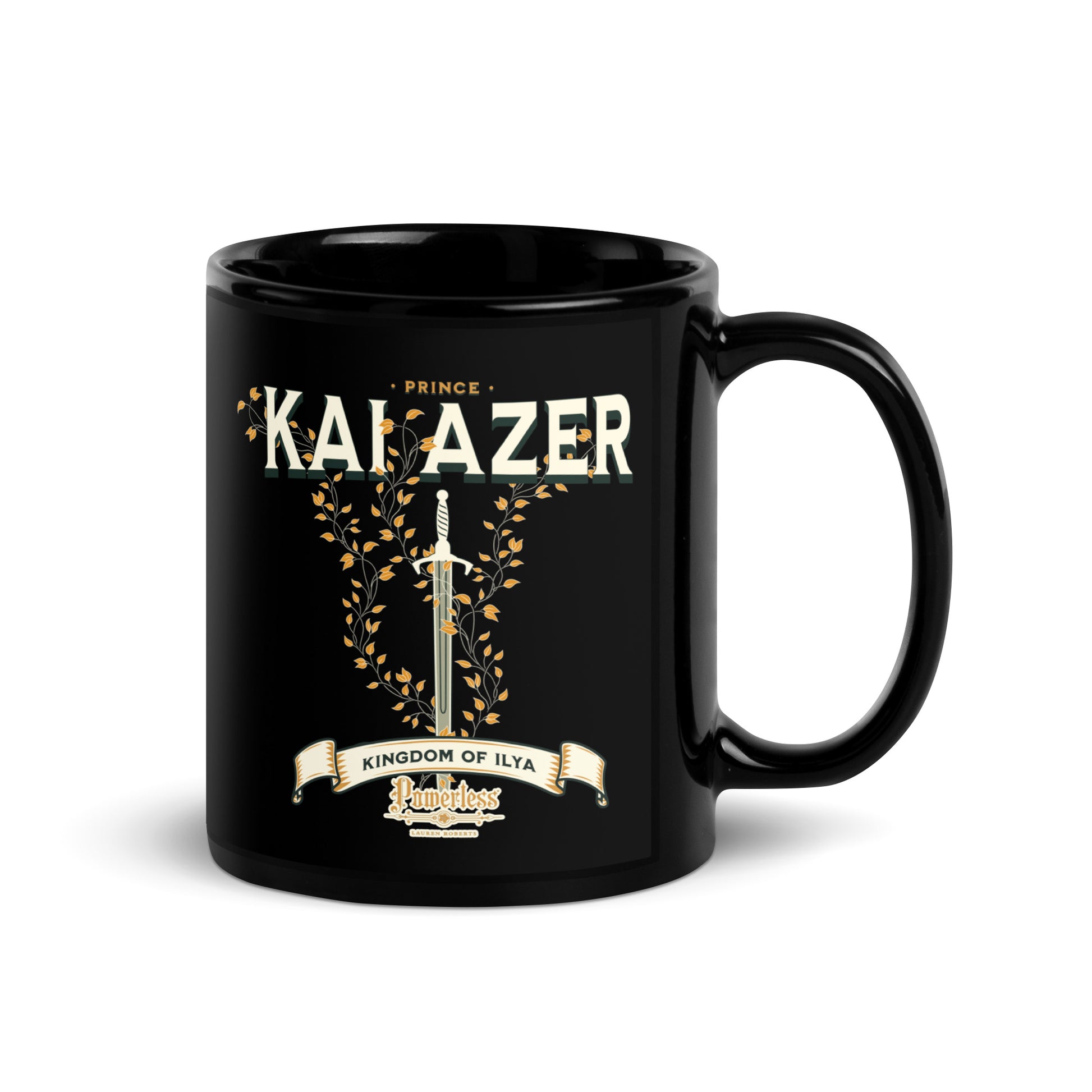 Prince Kai Azer of Kingdom Ilya Black Glossy Coffee Mug - The Bean Workshop - ceramic cup, coffee mug, cup, kai azer, lauren roberts, mug, paedyn gray, powerless