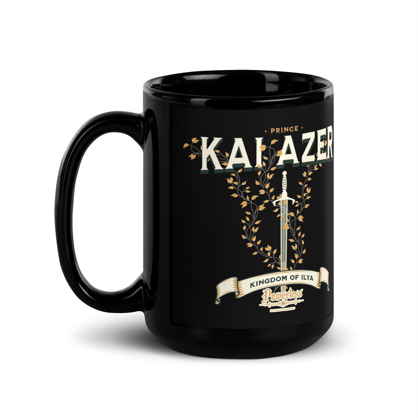 Prince Kai Azer of Kingdom Ilya Black Glossy Coffee Mug - The Bean Workshop - ceramic cup, coffee mug, cup, kai azer, lauren roberts, mug, paedyn gray, powerless
