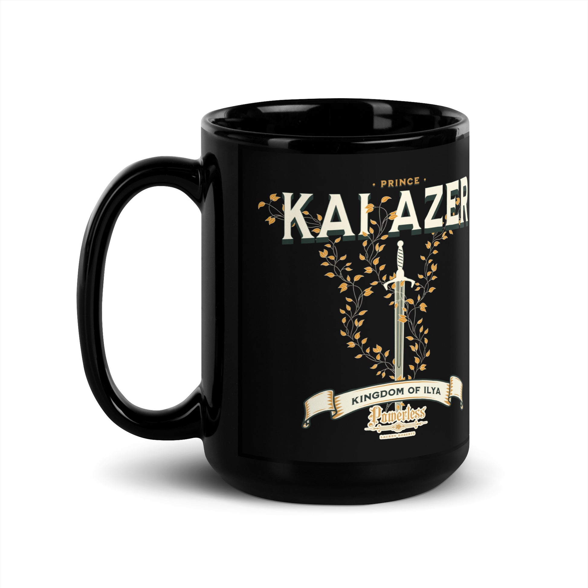 Prince Kai Azer of Kingdom Ilya Black Glossy Coffee Mug - The Bean Workshop - ceramic cup, coffee mug, cup, kai azer, lauren roberts, mug, paedyn gray, powerless