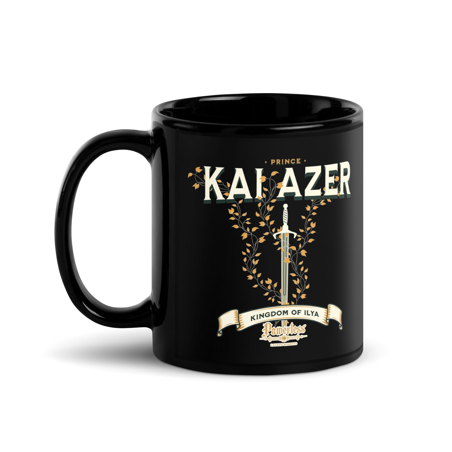 Prince Kai Azer of Kingdom Ilya Black Glossy Coffee Mug - The Bean Workshop - ceramic cup, coffee mug, cup, kai azer, lauren roberts, mug, paedyn gray, powerless