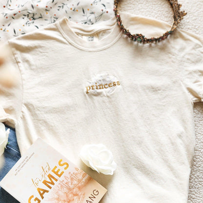 Princess Embroidered T-Shirt - The Bean Workshop - ana huang, box tee, bridget von ascherberg, embroidered, rhys larsen, twisted