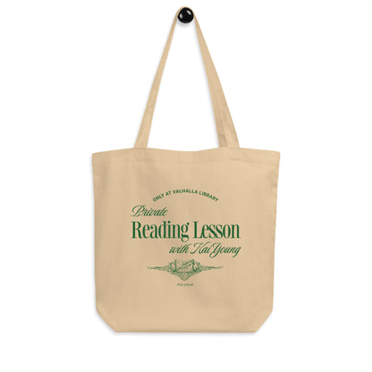 Private Reading Lesson with Kai Young Organic Cotton Twill Tote Bag - The Bean Workshop - Ana Huang, Bookish Tote, Kings of Sin, Organic Cotton twill tote bag, Private Reading Lesson, tote bag