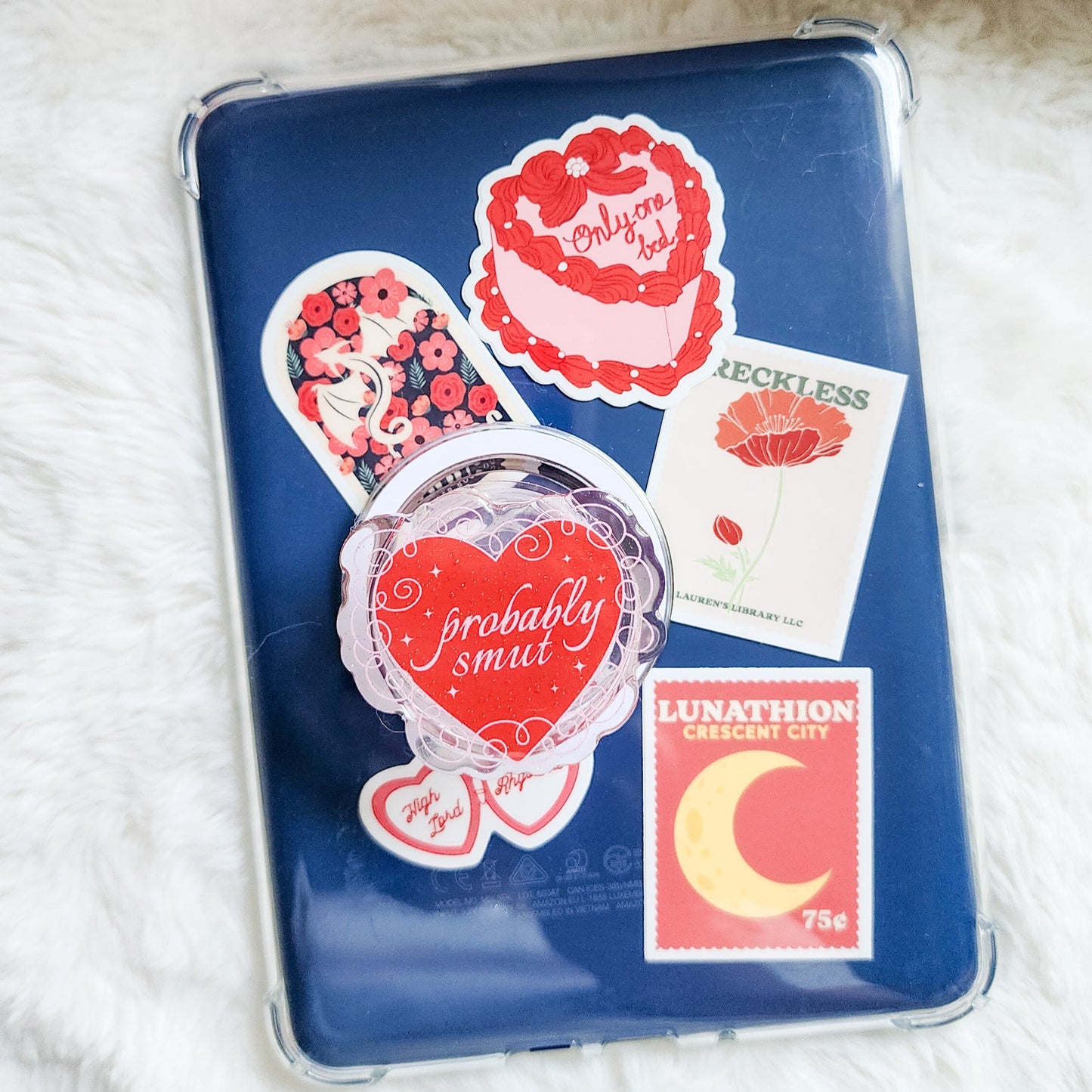 Probably Smut Glitter Magnetic Kindle Grip or Phone Holder - The Bean Workshop - Bookish Accessories, kindle grip, reading accessories