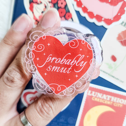 Probably Smut Glitter Magnetic Kindle Grip or Phone Holder - The Bean Workshop - Bookish Accessories, kindle grip, reading accessories