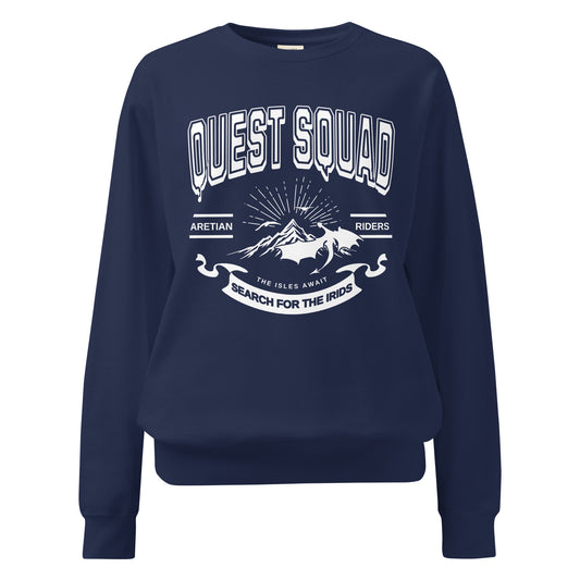 Quest Squad Heavyweight Sweatshirt - The Bean Workshop - Aretian Riders, Basgiath, Book Lover Gift, Booktok Merch, Dragon Rider, Empyrean Series, Epic Fantasy, Fourth Wing Gift., Fourth Wing Merch, Iron Flame Merch, Liam Mairi, Quest Squad, Rebecca Yarros, Romantasy, Search for the Irids, Sloane Mairi, sweater, sweatshirt, Vintage Band Tee, Violet Sorrengail, Xaden Riorson