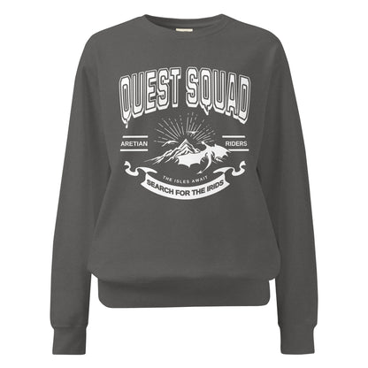 Quest Squad Heavyweight Sweatshirt - The Bean Workshop - Aretian Riders, Basgiath, Book Lover Gift, Booktok Merch, Dragon Rider, Empyrean Series, Epic Fantasy, Fourth Wing Gift., Fourth Wing Merch, Iron Flame Merch, Liam Mairi, Quest Squad, Rebecca Yarros, Romantasy, Search for the Irids, Sloane Mairi, sweater, sweatshirt, Vintage Band Tee, Violet Sorrengail, Xaden Riorson