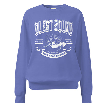 Quest Squad Heavyweight Sweatshirt - The Bean Workshop - Aretian Riders, Basgiath, Book Lover Gift, Booktok Merch, Dragon Rider, Empyrean Series, Epic Fantasy, Fourth Wing Gift., Fourth Wing Merch, Iron Flame Merch, Liam Mairi, Quest Squad, Rebecca Yarros, Romantasy, Search for the Irids, Sloane Mairi, sweater, sweatshirt, Vintage Band Tee, Violet Sorrengail, Xaden Riorson