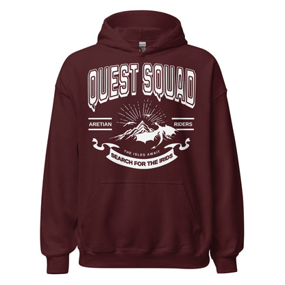 Quest Squad Hoodie - The Bean Workshop - Aretian Riders, Basgiath, Book Lover Gift, Booktok Merch, Dragon Rider, Empyrean Series, Epic Fantasy, Fourth Wing Gift., Fourth Wing Merch, hoodie, Iron Flame Merch, Liam Mairi, Quest Squad, Rebecca Yarros, Romantasy, Search for the Irids, Sloane Mairi, Vintage Band Tee, Violet Sorrengail, Xaden Riorson