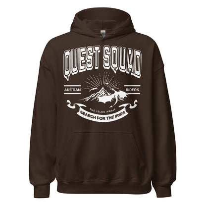 Quest Squad Hoodie - The Bean Workshop - Aretian Riders, Basgiath, Book Lover Gift, Booktok Merch, Dragon Rider, Empyrean Series, Epic Fantasy, Fourth Wing Gift., Fourth Wing Merch, hoodie, Iron Flame Merch, Liam Mairi, Quest Squad, Rebecca Yarros, Romantasy, Search for the Irids, Sloane Mairi, Vintage Band Tee, Violet Sorrengail, Xaden Riorson