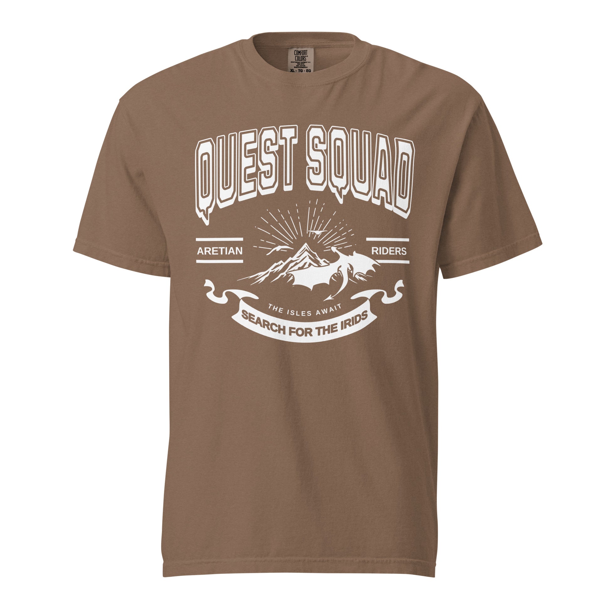 Quest Squad T-Shirt - The Bean Workshop - Aretian Riders, Basgiath, Book Lover Gift, Booktok Merch, Dragon Rider, Empyrean Series, Epic Fantasy, Fourth Wing Gift., Fourth Wing Merch, Iron Flame Merch, Liam Mairi, Quest Squad, Rebecca Yarros, Romantasy, Search for the Irids, Sloane Mairi, t-shirt, Vintage Band Tee, Violet Sorrengail, Xaden Riorson