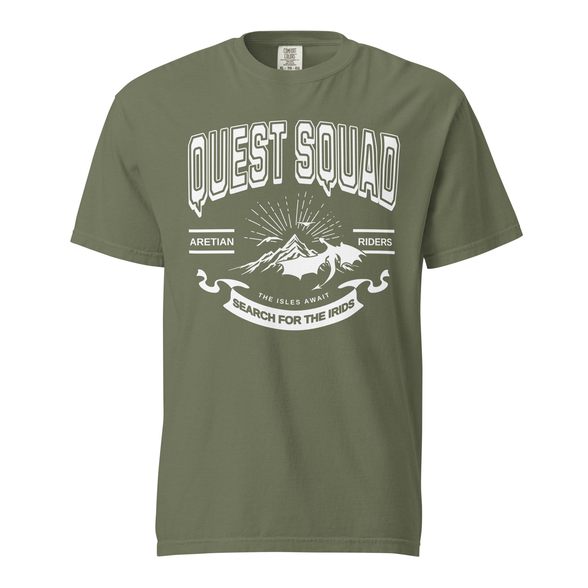 Quest Squad T-Shirt - The Bean Workshop - Aretian Riders, Basgiath, Book Lover Gift, Booktok Merch, Dragon Rider, Empyrean Series, Epic Fantasy, Fourth Wing Gift., Fourth Wing Merch, Iron Flame Merch, Liam Mairi, Quest Squad, Rebecca Yarros, Romantasy, Search for the Irids, Sloane Mairi, t-shirt, Vintage Band Tee, Violet Sorrengail, Xaden Riorson