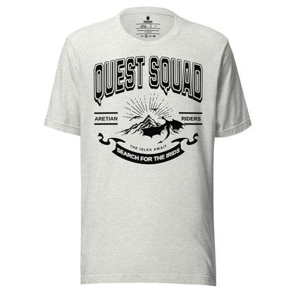 Quest Squad Tee Shirt - The Bean Workshop - Aretian Riders, Basgiath, Book Lover Gift, Booktok Merch, Dragon Rider, Empyrean Series, Epic Fantasy, Fourth Wing Gift., Fourth Wing Merch, Iron Flame Merch, Liam Mairi, Quest Squad, Rebecca Yarros, Romantasy, Search for the Irids, Sloane Mairi, t-shirt, tee, Vintage Band Tee, Violet Sorrengail, Xaden Riorson