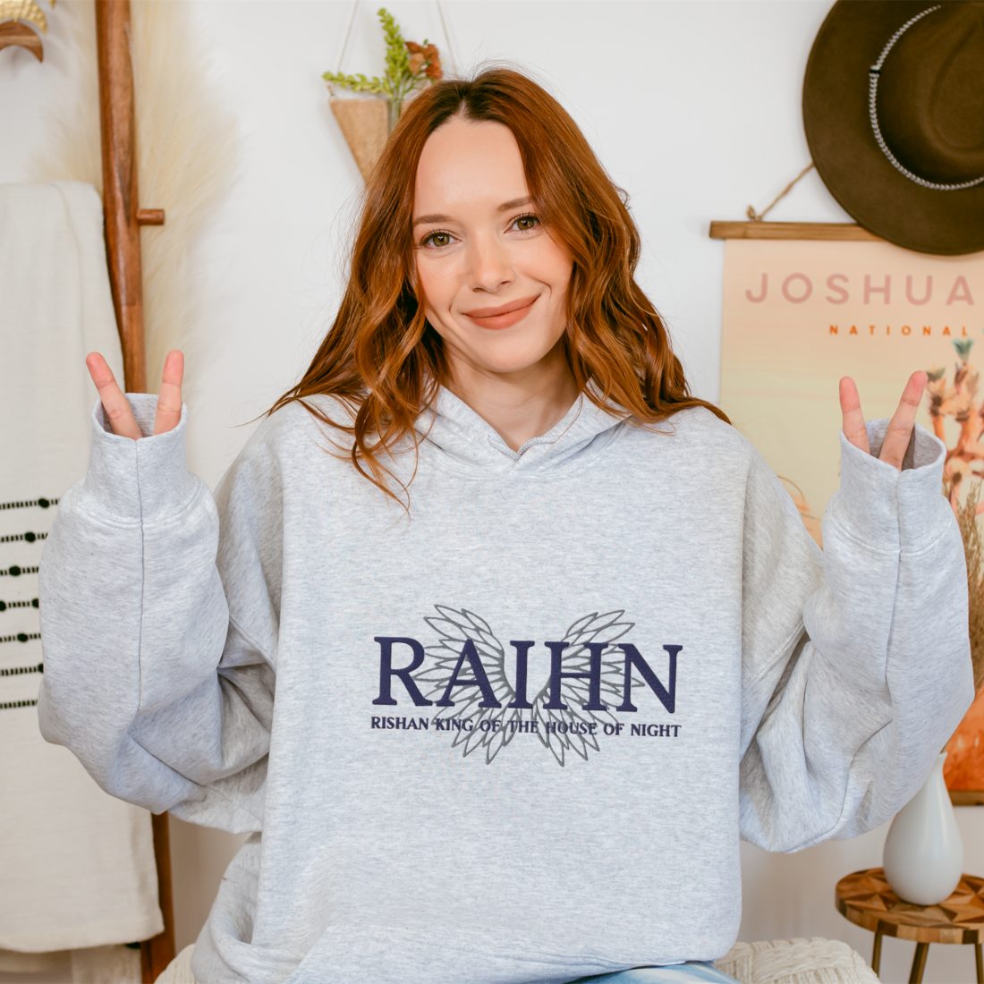 Raihn Rishan King of the House of Night Embroidered Hooded Sweatshirt - The Bean Workshop - carissa broadbent, embroidered, hoodie, the serpent and the wings of night