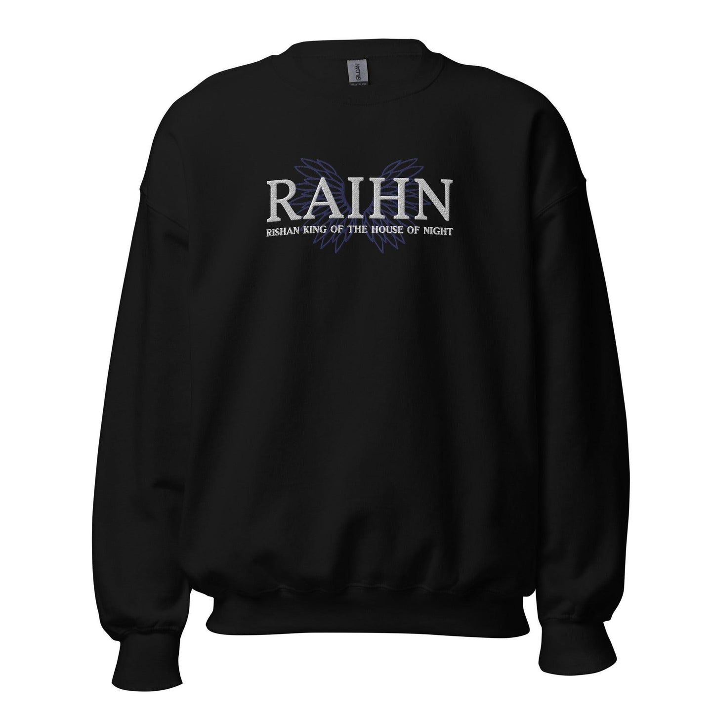 Raihn Rishan King of the House of Night Embroidered Sweater - The Bean Workshop - carissa broadbent, embroidered, sweatshirt, the serpent and the wings of night