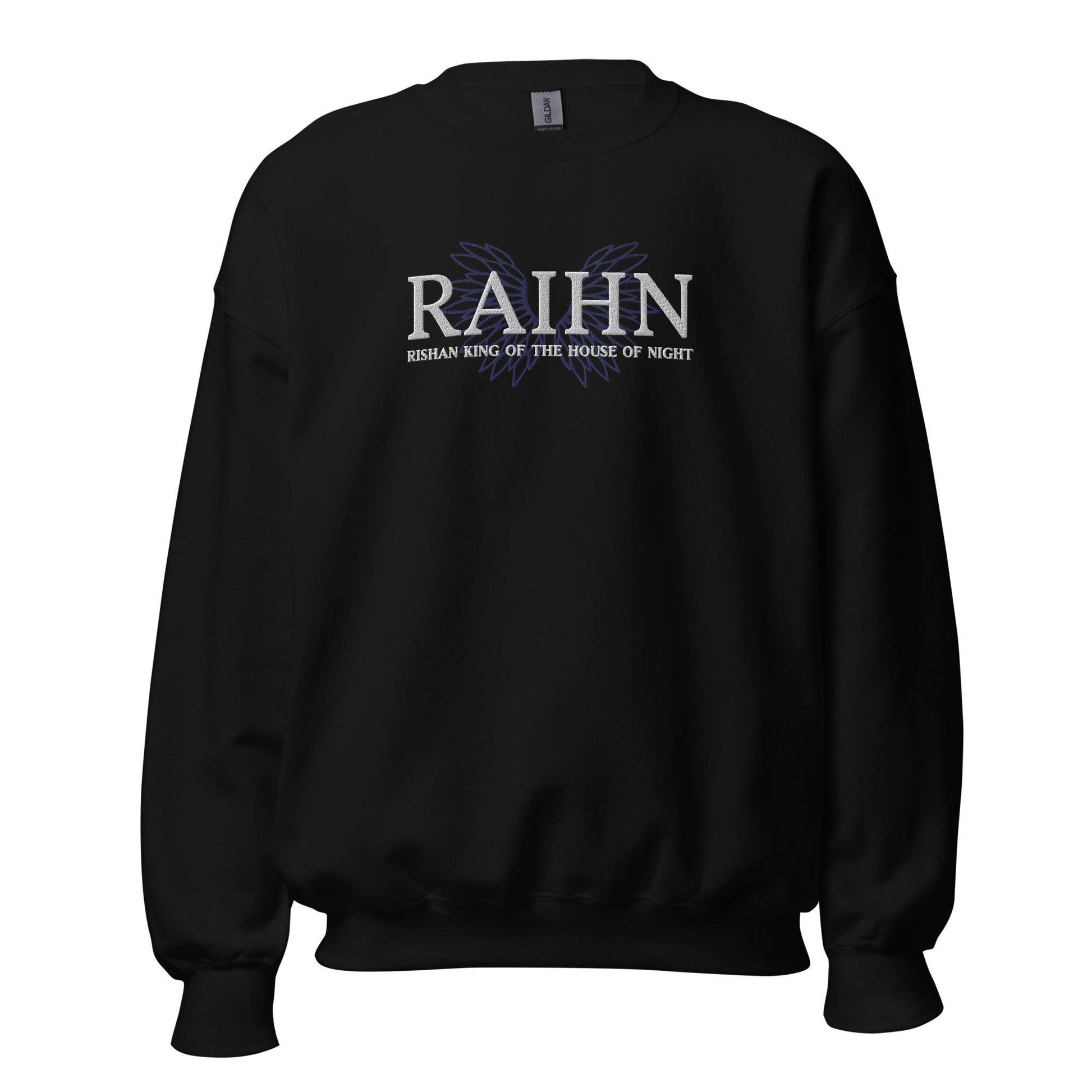 Raihn Rishan King of the House of Night Embroidered Sweater - The Bean Workshop - carissa broadbent, embroidered, sweatshirt, the serpent and the wings of night