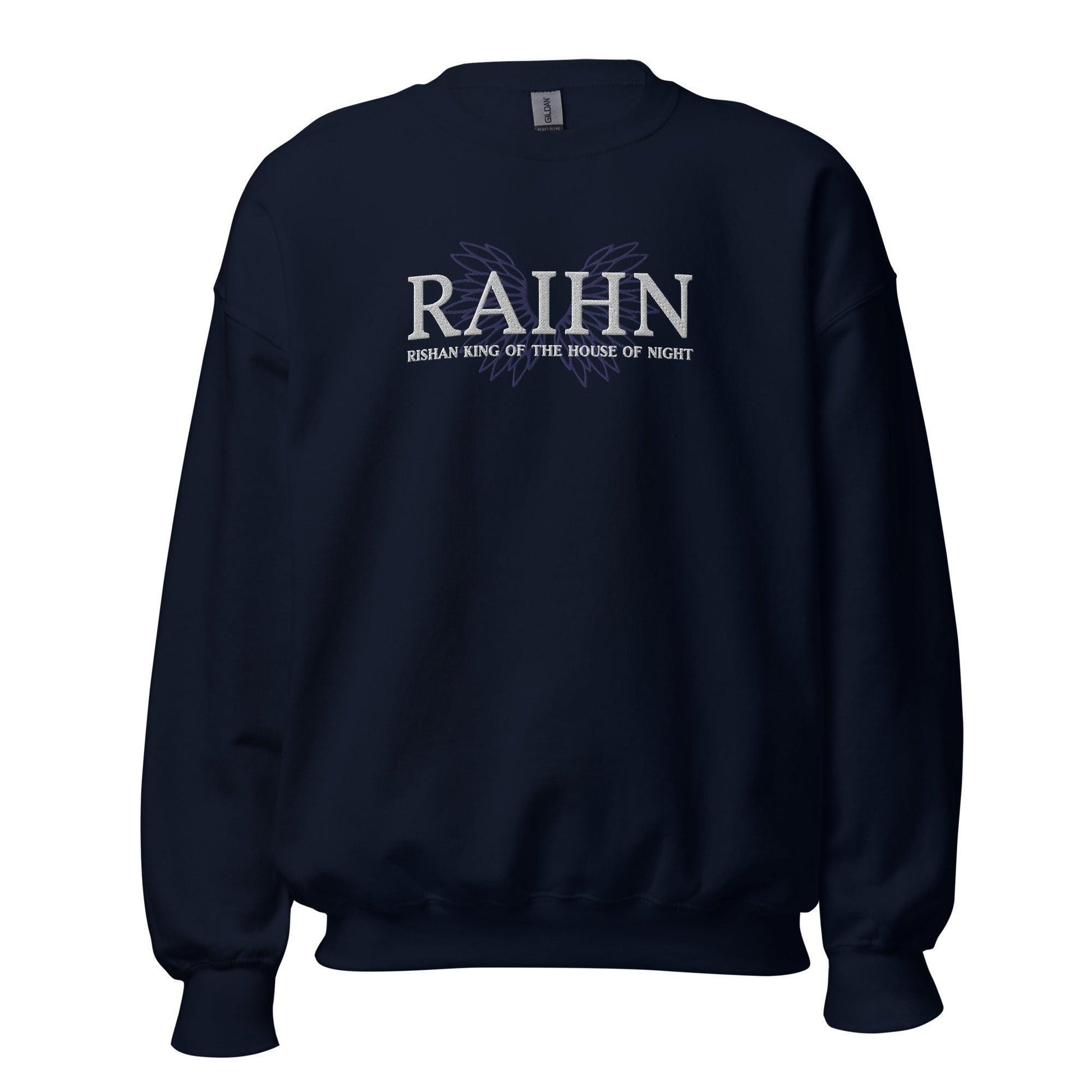 Raihn Rishan King of the House of Night Embroidered Sweater - The Bean Workshop - carissa broadbent, embroidered, sweatshirt, the serpent and the wings of night