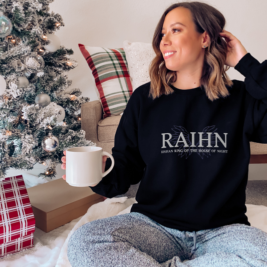 Raihn Rishan King of the House of Night Embroidered Sweater - The Bean Workshop - carissa broadbent, embroidered, sweatshirt, the serpent and the wings of night
