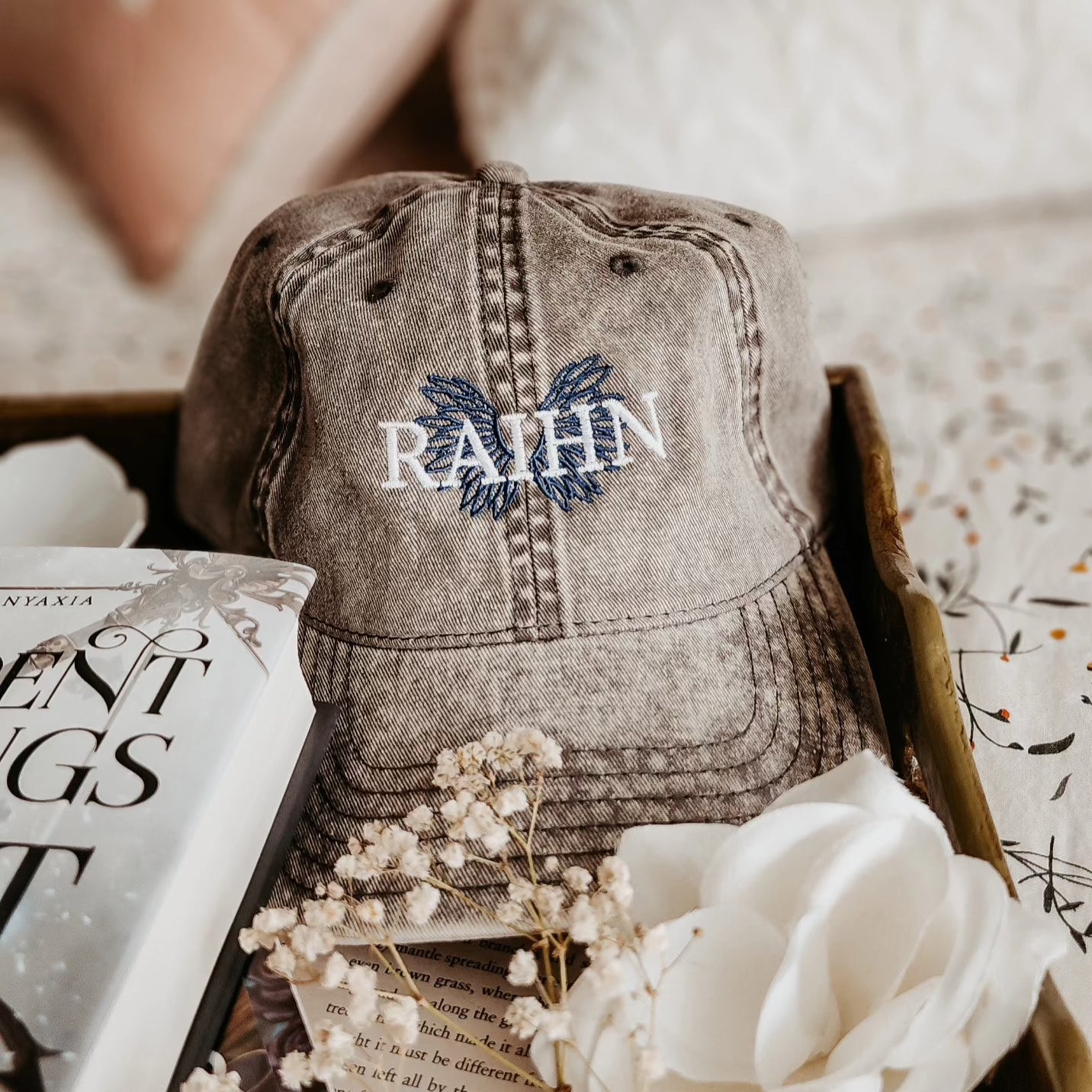 Raihn Rishan King of the House of Night Embroidered Hat - The Bean Workshop - cap, carissa broadbent, embroidered, hat, the serpent and the wings of night