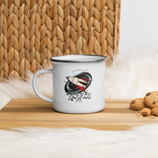 Rampion Crew Enamel Mug - The Bean Workshop - Bookish Accesories, coffee mug, enamel mug, Linh Cinder, Marissa Meyer, mug, Rampion Crew, The Lunar Chronicles