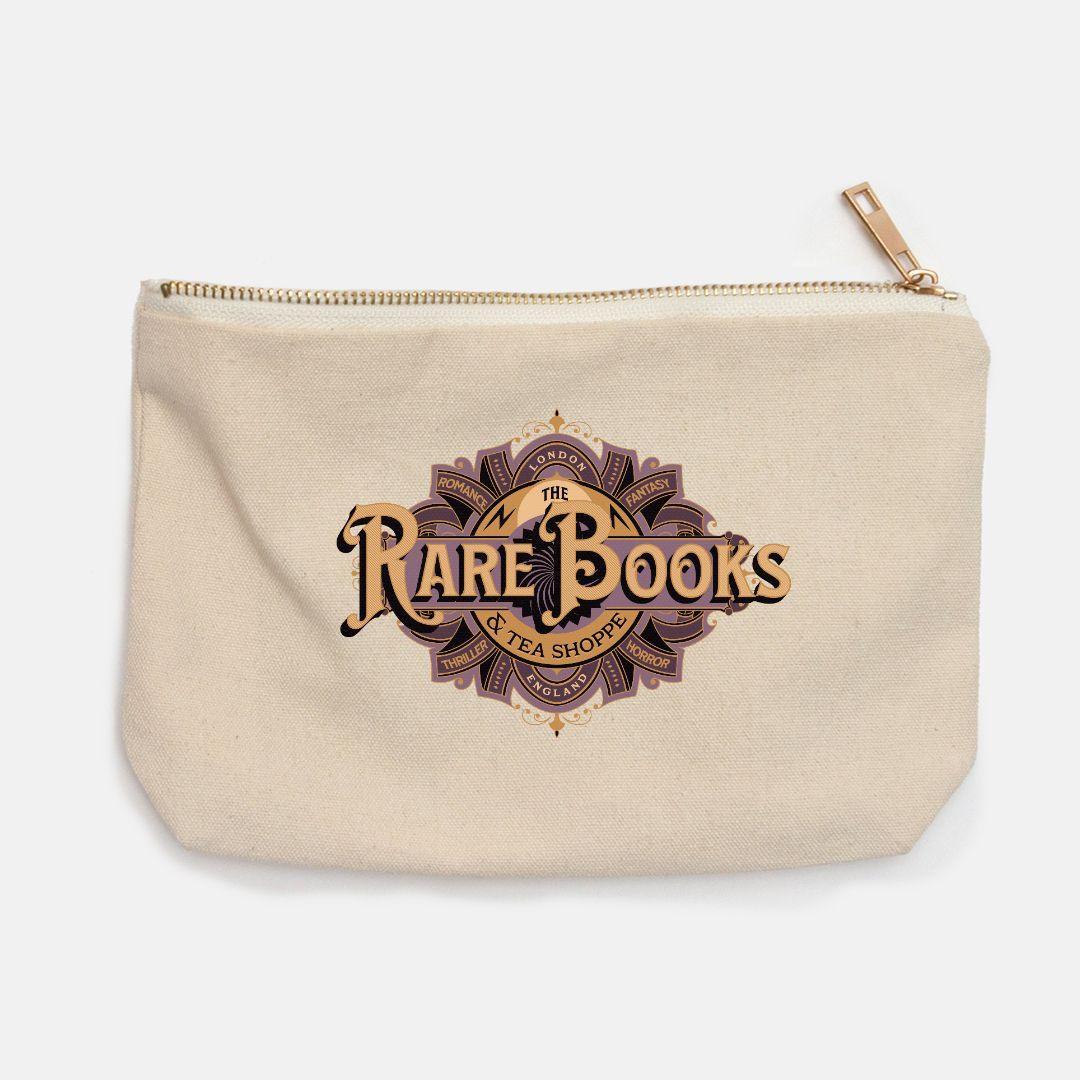 Rare Books and Tea Shoppe Pencil Bag - The Bean Workshop - book lover, bookish, pencil case, read everyday, reading accessories, retro, vintage